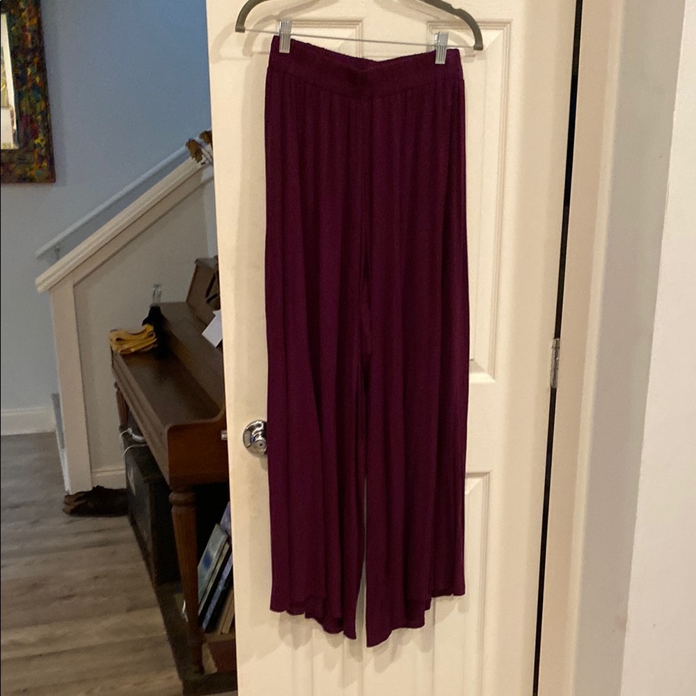 Purple Wide Leg Pants with Soft Stretchy Fabric